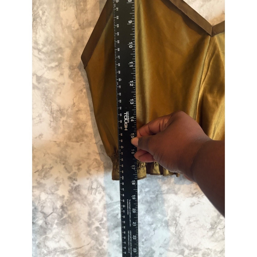 Zara Olive Green Cropped Cami Top Smocked Waist Sleeveless Tank M - Picture 5 of 6